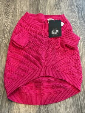 GAP Bright Hot Pink Dog Knit Sweater Size S